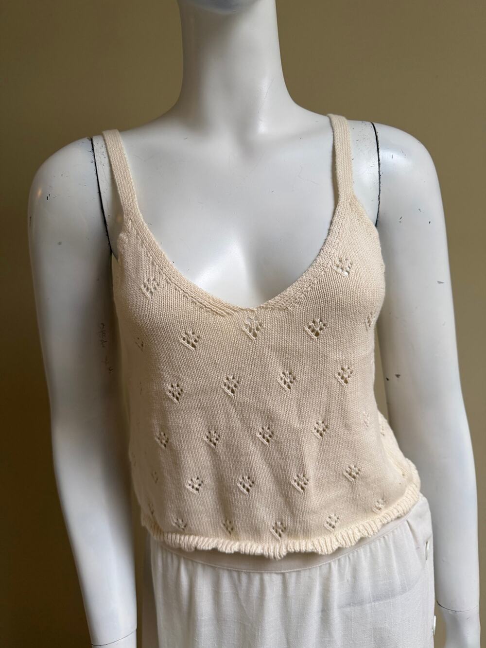 Pieces Knit Cream Tank Top